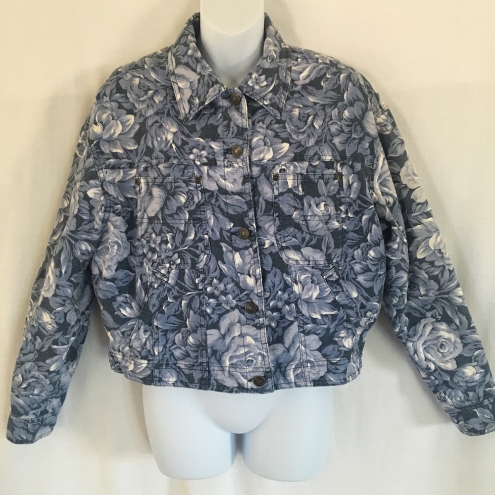 VinTaGe R a R E. LizWeAr deNim fl0rAl pRiNt jaCket
